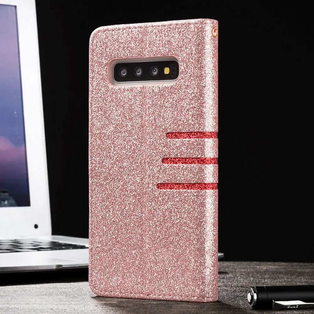 Блестящий чехол кошелек для Samsung Galaxy S10 S9 S8 Plus кожаный S10e S7 Edge защитный с