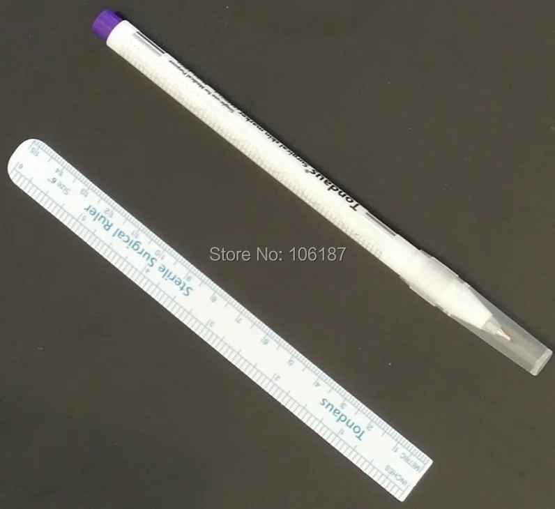

0.5mm 1Pc Tattoo Permanent Makeup Marker Pen With 1Pc Sterile Ruler Marker Pen Set For Permanent Makeup Eyebrow Lips Supply