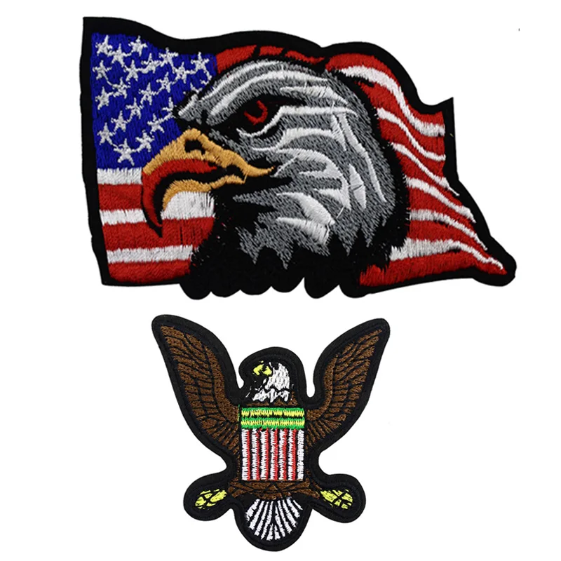 Орел США лысый американский флаг с орлом клеящиеся утюгом украшения патч Мужская футболка с американским флагом Военная Наклейка Эмблема байкер патч значок панк сшить