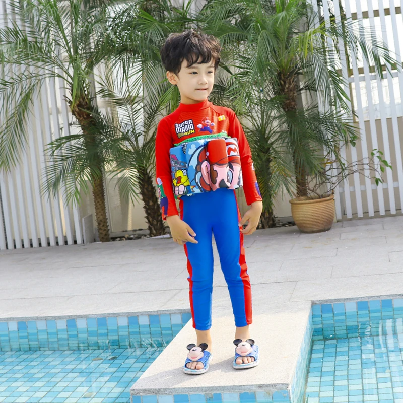 Супер Марио, детский купальник, плавающий для малышей, детский купальный костюм, защитный детский плавающий Купальник для девочек