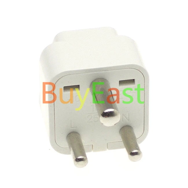 Lot 5 INDIA, Sri Lanka Travel Adapter Type D AC Plug Convert GB US EU World Plug White Colorin