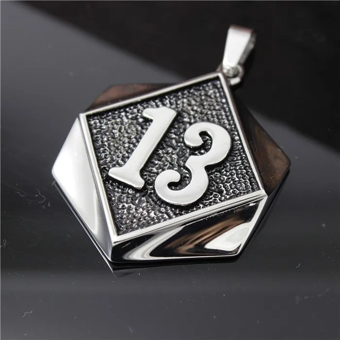 2017 Lucky Number 13 Pendant 316L Stainless Steel Fashion Cool Man Cross Biker Pendant 3