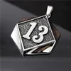 2017 Lucky Number 13 Pendant 316L Stainless Steel Fashion Cool Man Cross Biker Pendant 3