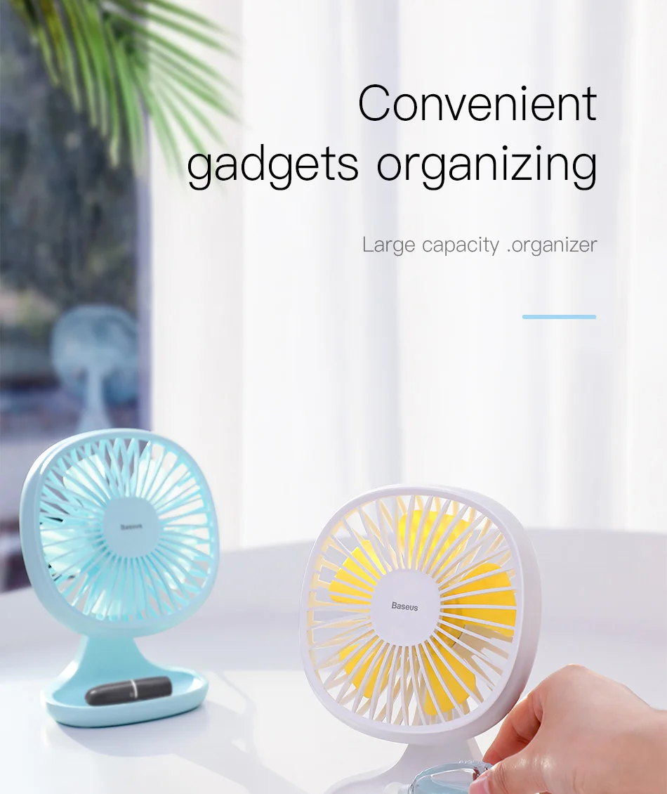 Baseus USB гаджеты высокоэффективным вентилятором серьезно Портативный Ventiladors 3-Скорость Электрический мини-вентилятор USB тихий Лето кулер 5 лезвий офисном вентилятор