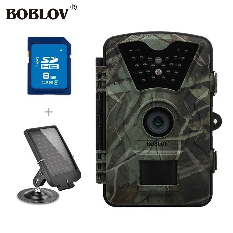 BOBLOV CT008 Hunting Night Camera HD 940NM Digital Scouting Trail Game Cam Fast Trigger 0.5S + 6V Solar Battery + SD 8GB Card BOBLOV CT008 Hunting Night Camera HD 940NM Digital Scouting Trail Game Cam Fast Trigger 0.5S + 6V Solar Battery + SD 8GB Card