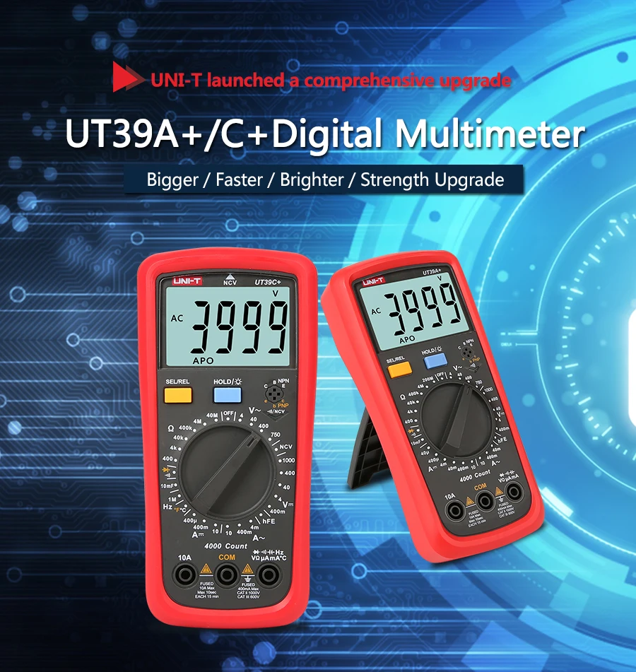 UNI-T UT39A+ цифровой мультиметр Авто Диапазон тест er обновлен от UT39A/UT39C AC DC V/A Ом/температура/частота/HFE/NCV тест