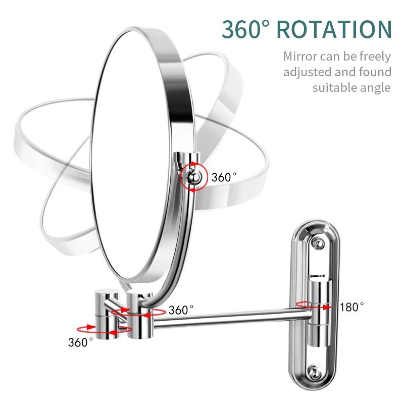 Gulun 10X/1X Увеличение настенное крепление для ванной бритья макияж зеркала, 7X увеличительное, хром полированный, твердая латунь