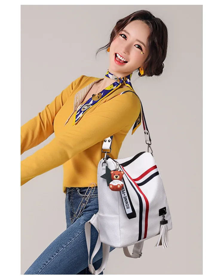 WHITE BLACK Bags For Women 2021 New Fashion Zipper Ladies Backpack PU Leather School Bag Crossbody shoulder bag for you stylish backpacks for kid