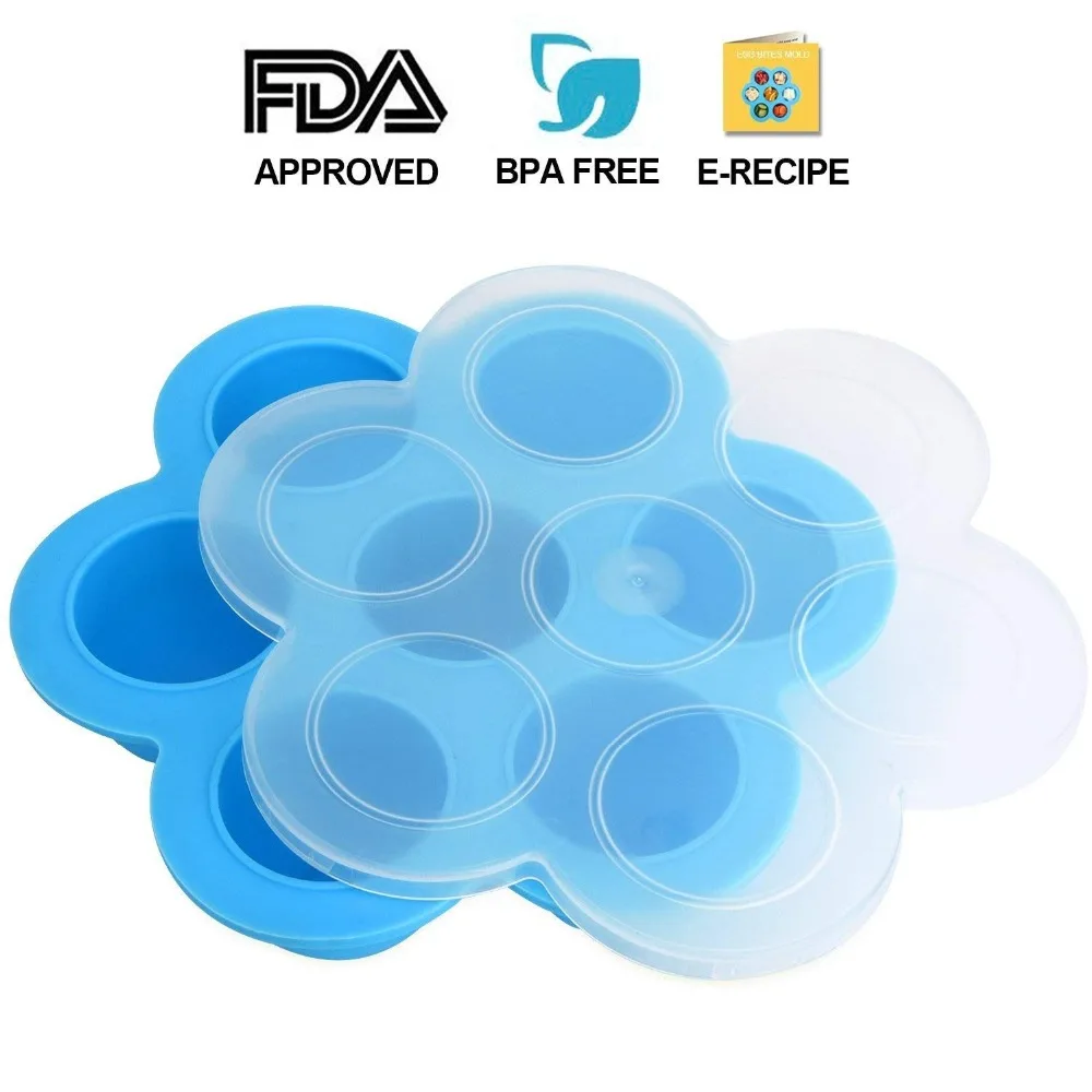 Recod Silicone Egg Bites Molds for Instant Pot Accessories,Food Freezer Trays Ice Cube Trays Silicone Food Storage Containers with Lid