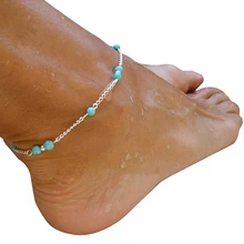 2016 Top Quality Womens Fashion Turquoise Beads Infinity Alloy Anklet Ankle Bracelet Foot Chain Jewelry 5TZ9