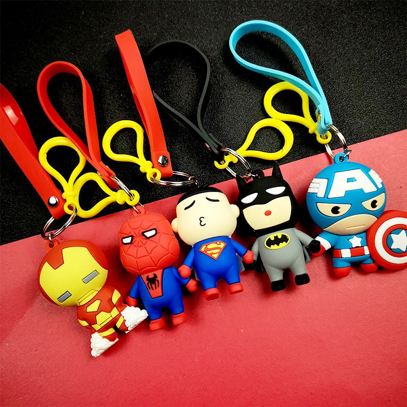 

Avengers Keychain Captain America Spider Man Batman Key Ring Japanese anime Holder Chaveiro Key Chain Bag Pendant Jewelry