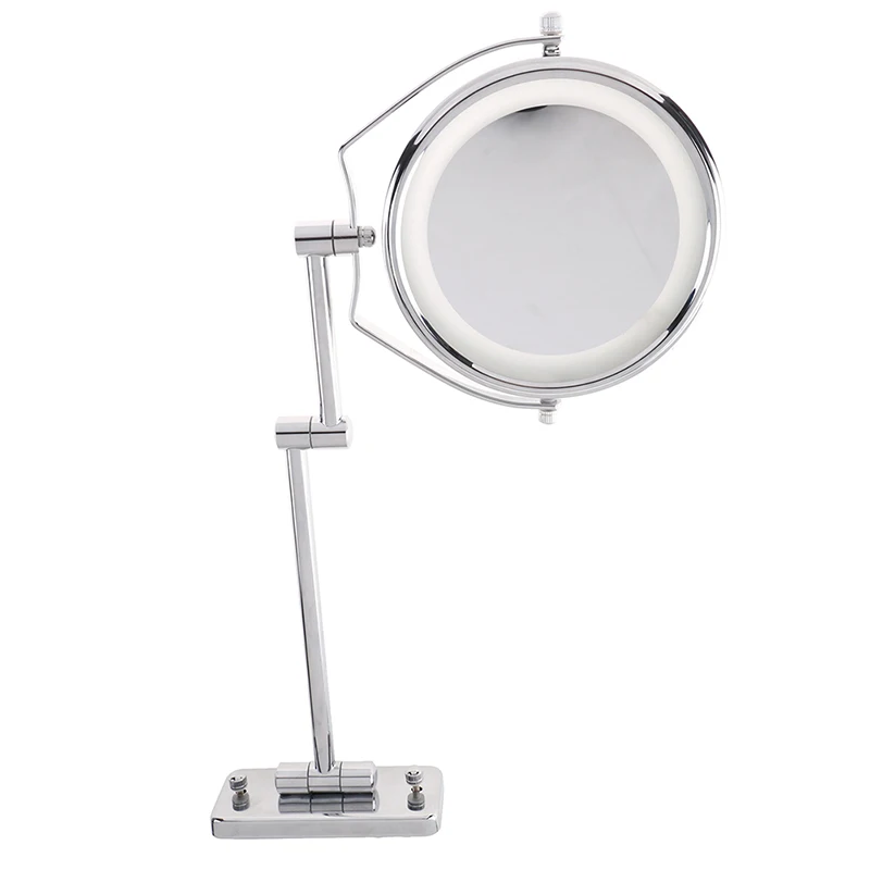 

6" LED Light Makeup Mirror Silver Led Makeup Mirror With Light Folding Double Wall Mount Vanity Mirror
