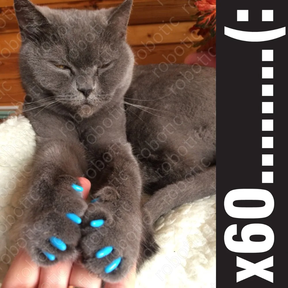 60 шт. мягкие колпачки для кошек + 3 клея аппликатора/* XS S M L cover cat zpo */|Уход за