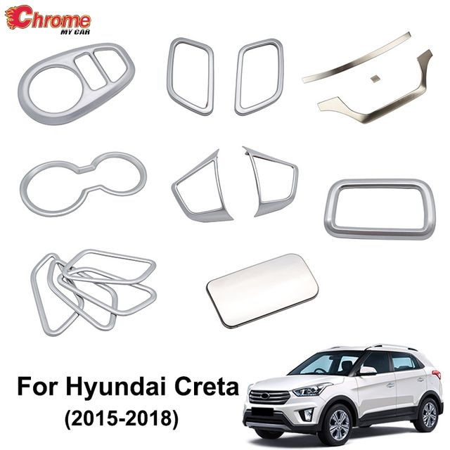 For Hyundai Creta IX25 2015 2016 2017 2018 Chrome Interior Door Handle Cup Holder Trim Cover Decoration Accessories Car Styling