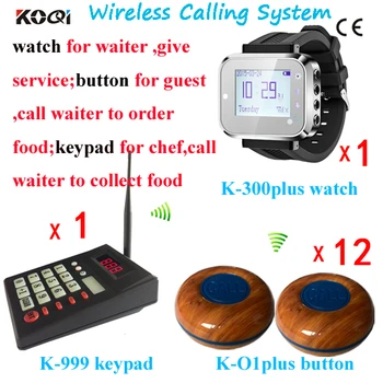 

New Arrival Restaurant Equipment for Kitchen Wireless to Call Waiter With Transmitter And Watch Pager; Free Shipping