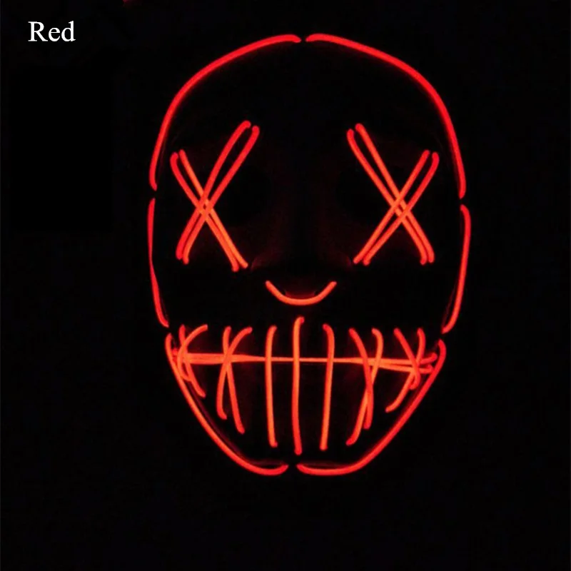 

Zhenlong Colorful EL Wire Halloween Terrified Mask Flashing LED Neon light Mask For Wedding Masquerade Birthday Party Decoration