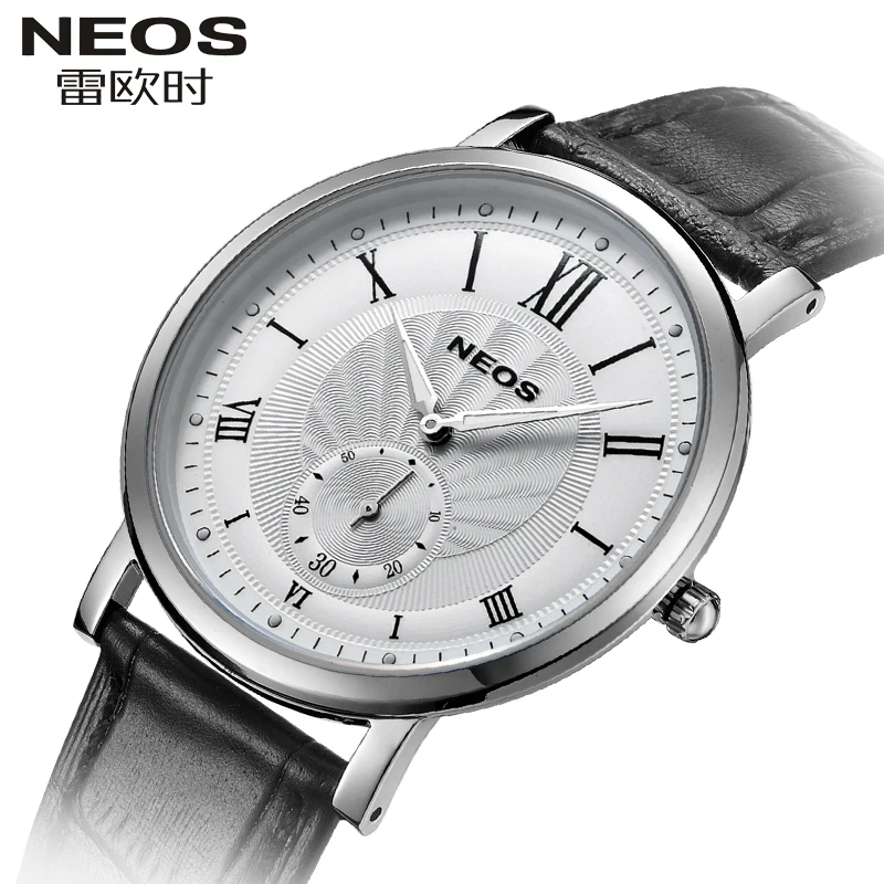NEOS брендовые ультра-тонкие мужские и женские часы водонепроницаемые кожаные модные трендовые кварцевые часы маленькие трехконтактные деловые часы