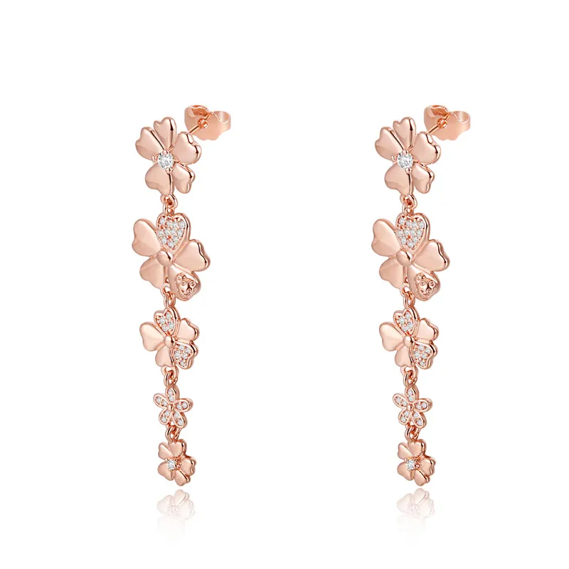 

Wildflower Meadow Drop Earrings for Women Fashion Silver 925 Jewelry Long Hanging Earrings Flowers Rose Golden Women Earrings