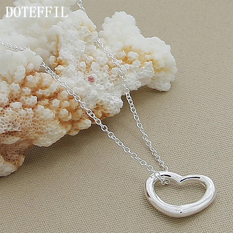 DOTEFFIL 925 Sterling Silver Love Heart Pendant Necklace 18 Inch Chain For Women Wedding Engagement Fashion Charm Jewelry - Image 2