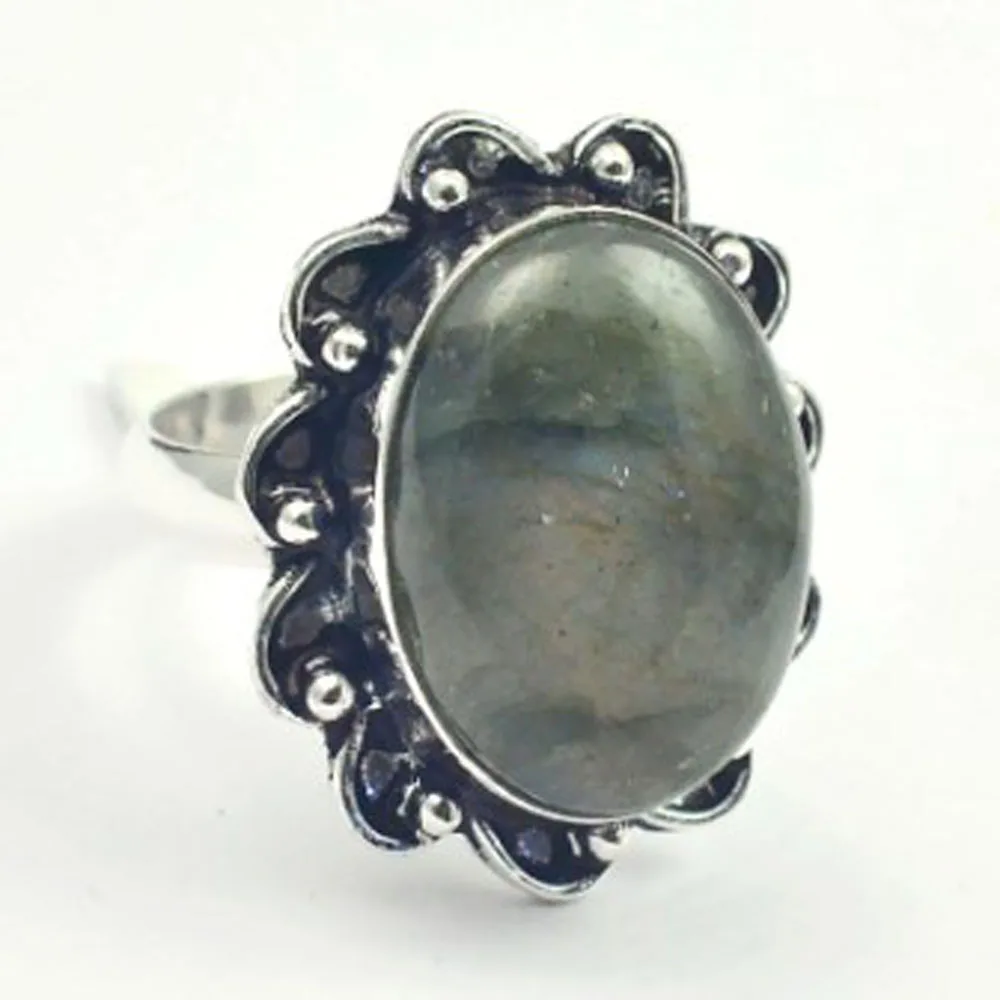 

Labradorite Ring Silver Overlay over Copper , Size: 7.75, R4306