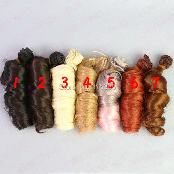 

5 or 7 pieces/lot wholesales 15cm*100CM curl brown falxen golden black wig hair for 1/3 1/4 BJD diy