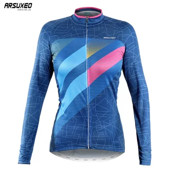 

ARSUXEO Women's MTB Bicycle Clothing Bike Shirt Spring Autumn Long Sleeves Cycling Jersey Pro Ciclismo Quick Dry Z6