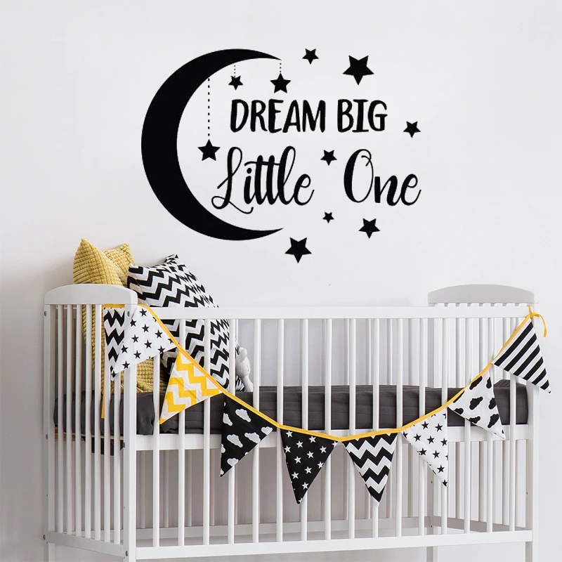 Dream Big Little One Moon съемные наклейки на стену для детской спальни Виниловые наклейки Милая комната плакат Арт-Деко D640