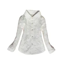 Студенты кружевное БЕЛЫЕ РУБАШКИ для девочек детей Костюмы двухслойный блузки для девочек-подростков, школьная форма для мальчиков детские топы, размеры 18 мес.-5, 9, 13 лет