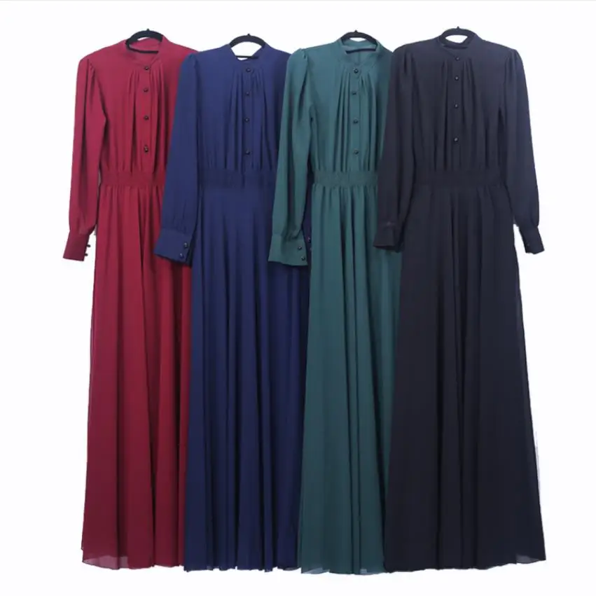 

Fake two pieces mesh Muslim Robe syari Musulmane full length Muslim breastfeeding Robes Arab Worship Service abaya wq2070