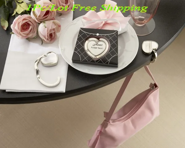 

Bridesmaids gifts of "Heart Purse Valet" Compact Stainless Steel Handbag Holder For Wedding Decoration Favors and Bridal gifts