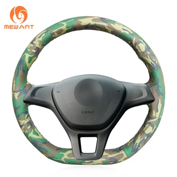 

MEWANT Camouflage Artificial Leather Car Steering Wheel Cover for Volkswagen VW Golf 7 Mk7 New Polo 2014 2015 2016 2017