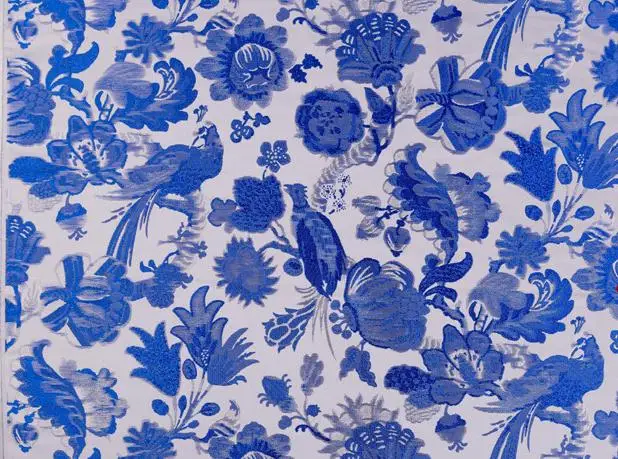 CF34 1 ярд синий и белый фарфор полиэстер ткань для платья Китайская традиционная шелковая парча ткань Cheongsam Одежда - Цвет: Ink painting flowers