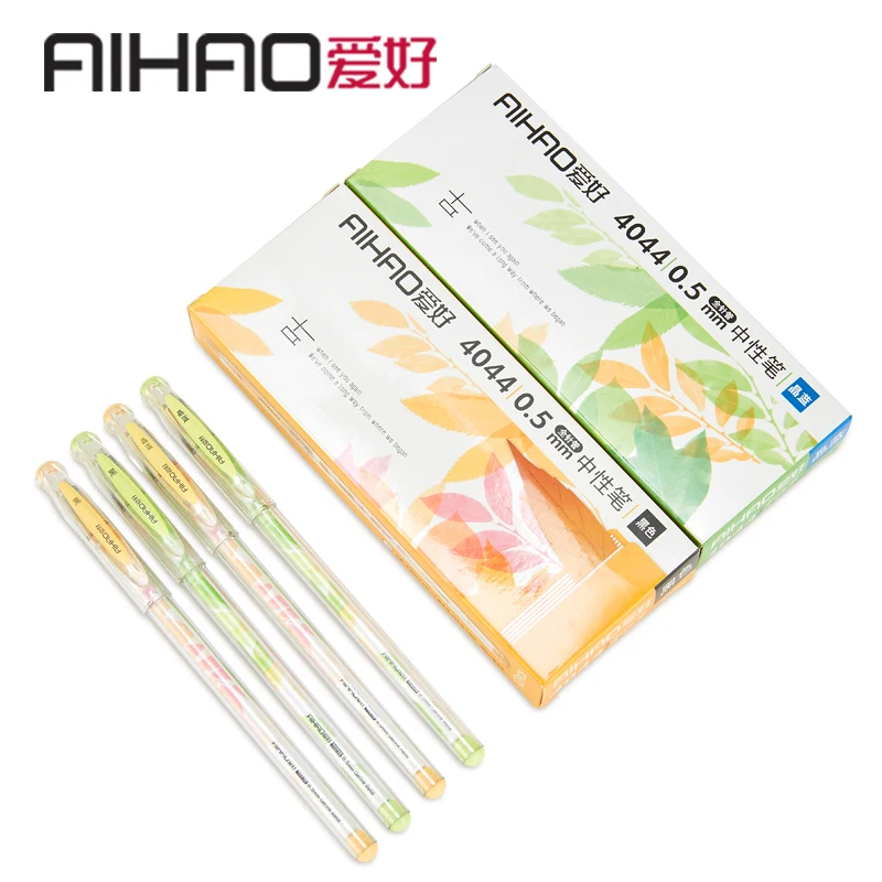 AIHAO Brand Simple Pen 0.5MM Water-Based Students with All the Needle Black Fresh Stationery Supply 12pcs/box Free Shipping | Канцтовары