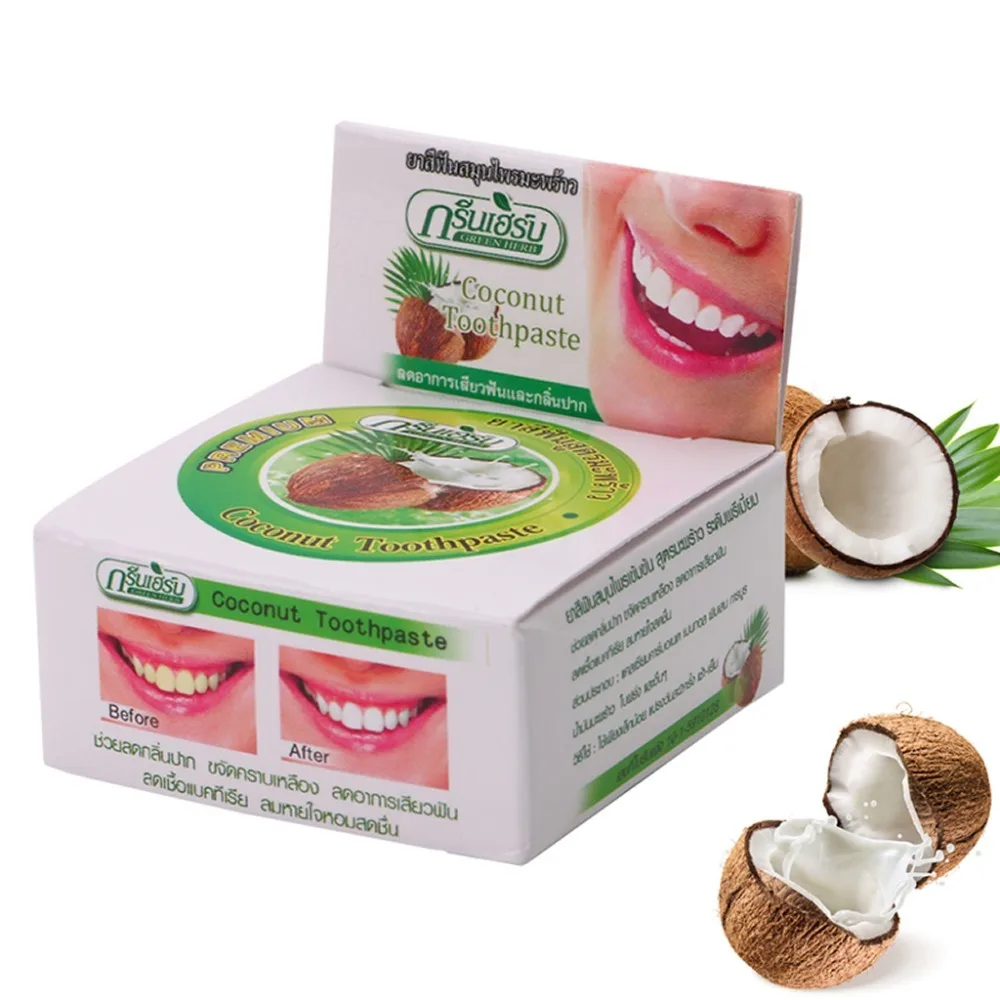 

Hot sell 10g/bottle Thailand Coconut Toothpastes Herbal Clove Toothpaste Teeth Whitening Care m055
