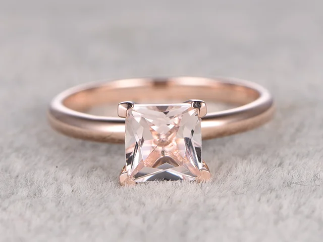 Myray 14k Rose Gold Natural 5x5mm Princess Cut Pink Morganite Myray 14k Rose Gold Natural 5x5mm Princess Cut Pink Morganite Engagement Ring Vintage Wedding Rings For
