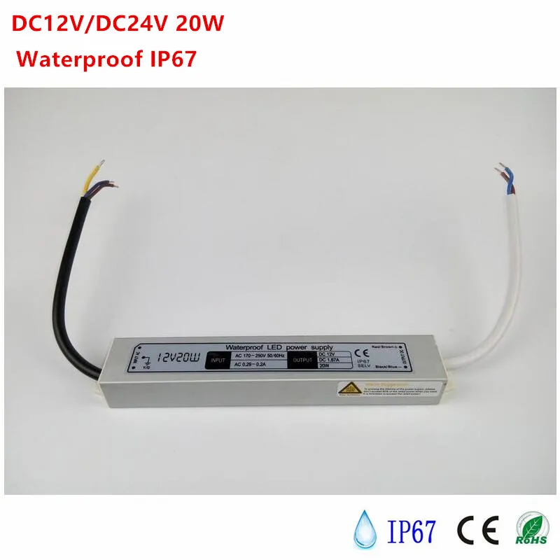 

12V 20W Waterproof Electronic LED Driver IP67 Transformer Power Supply outdoor power for led strip Free Shipping