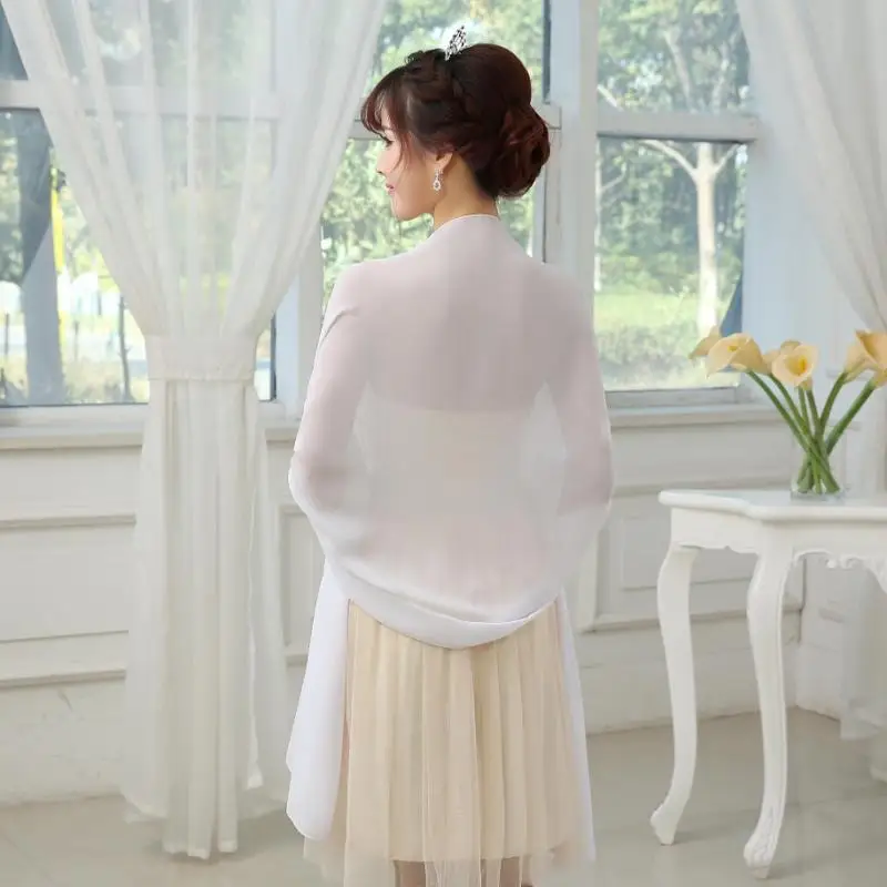 Simple Chiffon Wrap Evening Dresses 200*75 CM Long Women Party Cause Scarf Colorfully