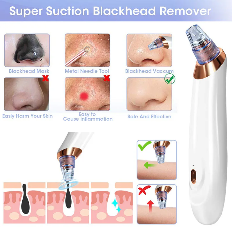 Blackhead Remover Skin Care Tool Face for Deep Pore Acne Pimple Vacuum Suction Facial Diamond Beauty Tool Dropshipping Discounte