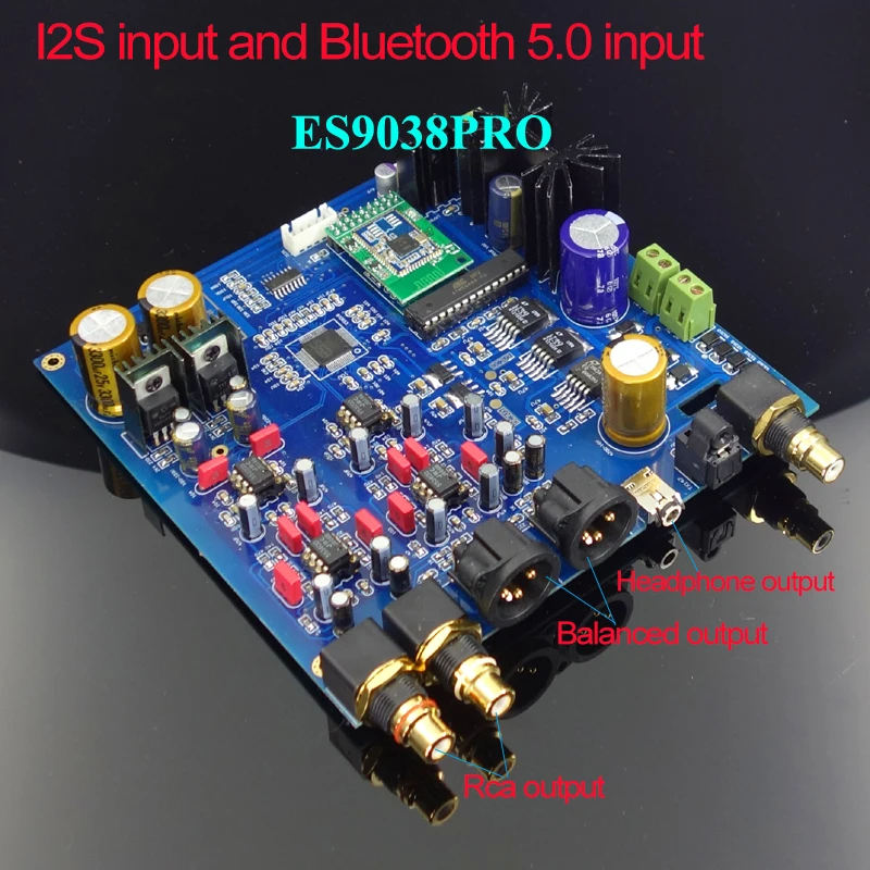 ES9038PRO decoder board provides I2S and Bluetooth input Red core Raspberry Pi CD audio DAC decoder board