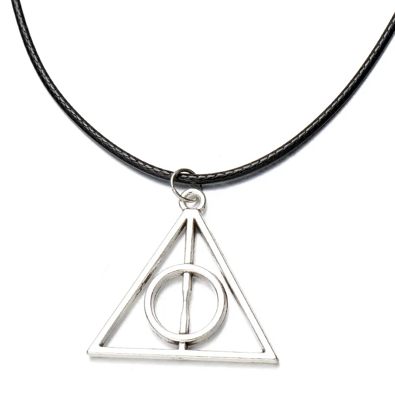 

Harri Potter Luna Triangle Pendant Necklace For Men Women The Deathly Hallows Silver Charms Vintage Necklace Unisex Jewelry