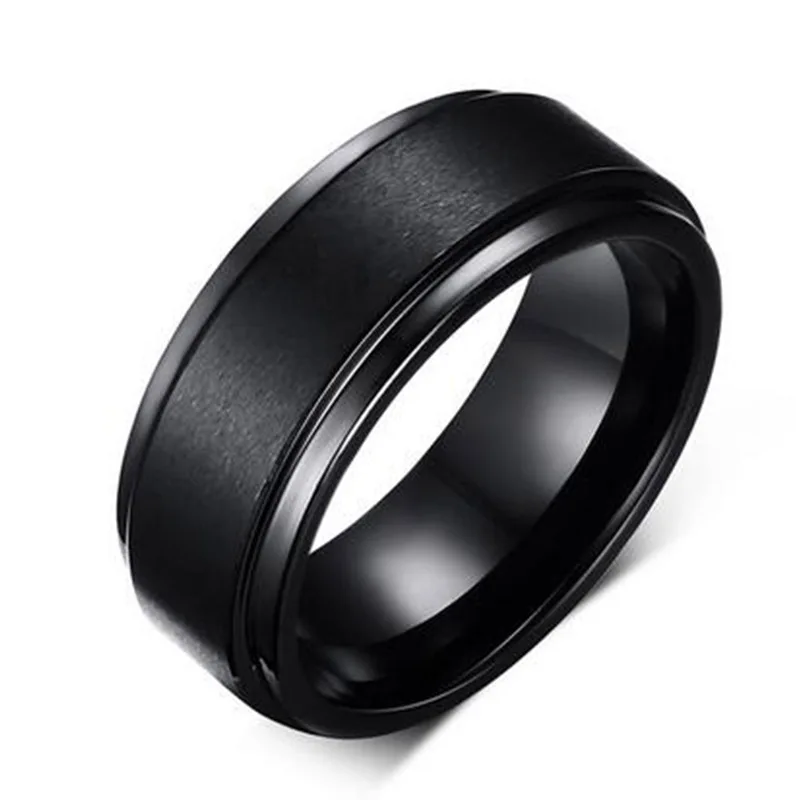 Caxybb мужские кольца 8 мм обручальное кольцо черный серебро Чистый карбид Вольфрам обручальное кольцо для мужчин матовый мате центр ювелирные изделия - Цвет основного камня: black