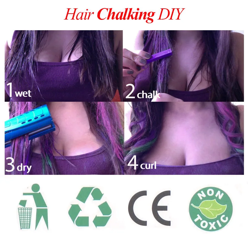 Temporary Hair Chalk Color Chalk 6 Colors Hair_Chalk_Powder Pastel Blue Hair Dye Giz Pastel Hair Chalk