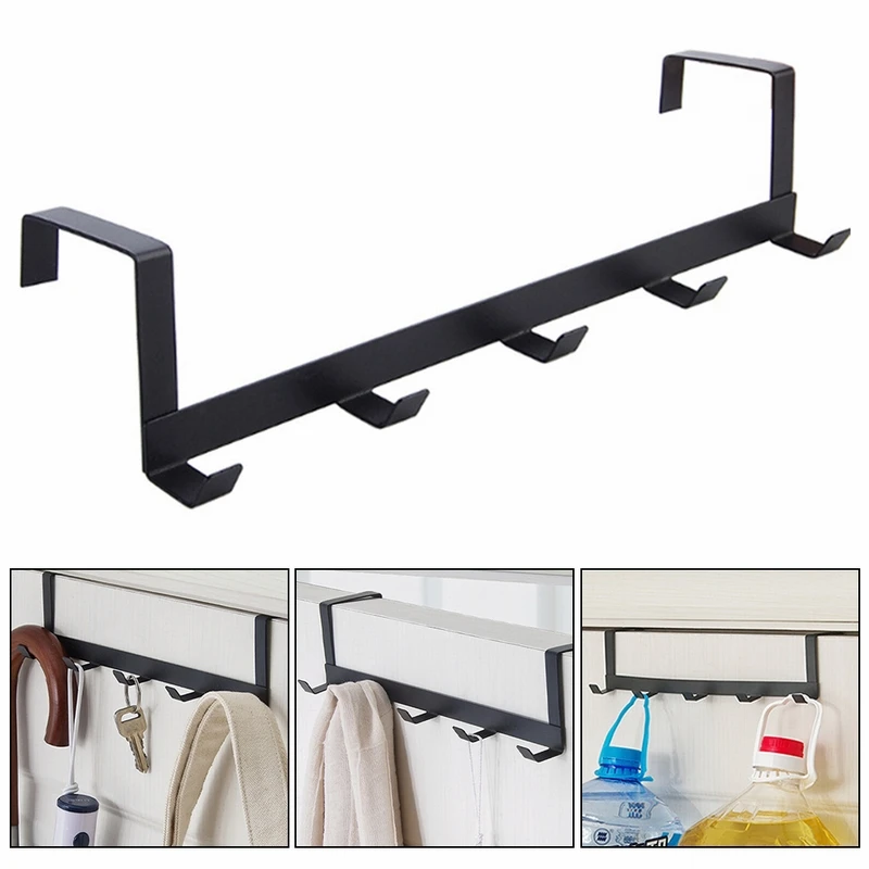 Practical Wrought Iron Door Hook Bearing About 5kg Towel Hat Clothes Wall Hook Over Door Wall Hanger Hat Durable Kitchen 5 Hooks