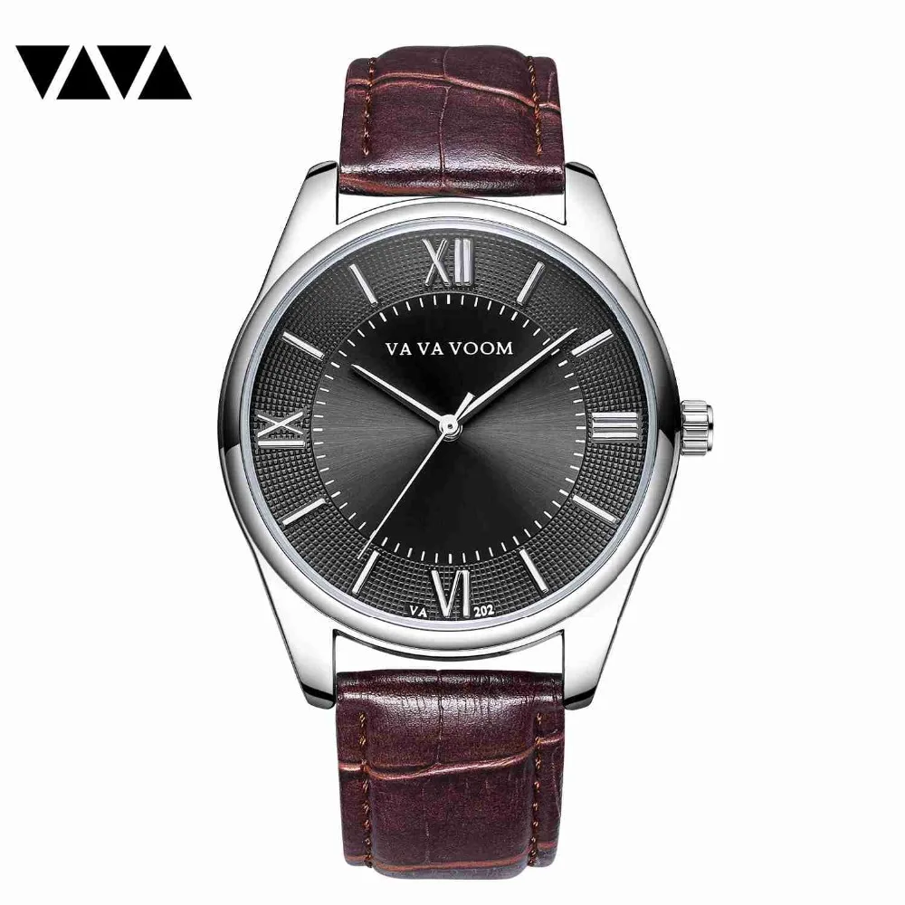 

VA VA VOOM Men's Watches Stopwatch Date Hands Genuine Leather 30M Waterproof Clock Man Quartz Watches Men Fashion Watch 2019