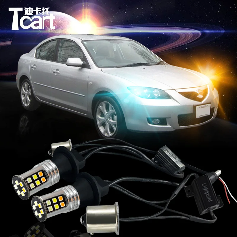 

Tcart 1 Set Auto Led Bulbs Car DRL Daytime Running Lights Night DRL Yellow Turn Signals Lamps PY21W BAU15S For Mazda 3 2003-2009