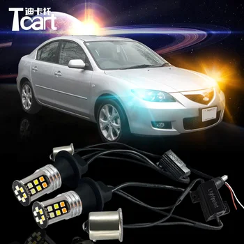 

Tcart 1 Set Auto Led Bulbs Car DRL Daytime Running Lights Night DRL Yellow Turn Signals Lamps PY21W BAU15S For Mazda 3 2003-2009