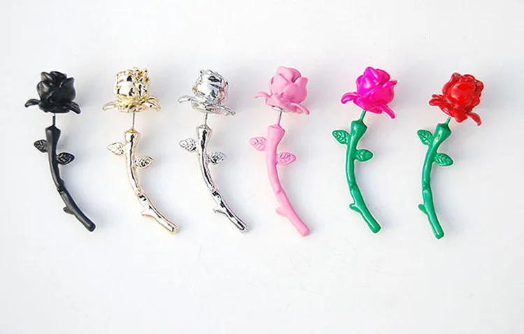 

Hot 1pc Romantic 5 Colors Artificial Rose Flower Ear Stud Earring Lovers Valentine's Day Gift Drop Shipping EAR-0442