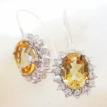 Серьги с цитрином,, серьги-капли, натуральный настоящий цитрин, серебро 925 пробы, желтые камни 1.25ct* 2 шт, драгоценные камни#14100509