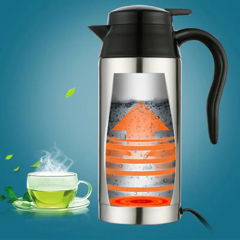 

750ml 12/24V Heating Mug Household Stainless Steel Silver Car Pot Electric Universal Car Heating Kettle