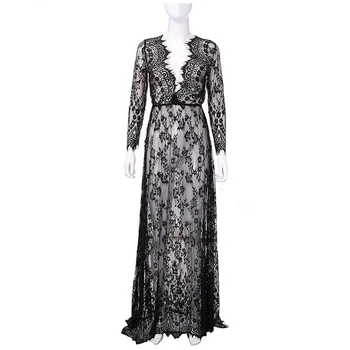 

HOT SELL Ladies Sexy Lace Sleepwear Nightdress Babydolls See through lingerie big size sleeping dress white long nightgown